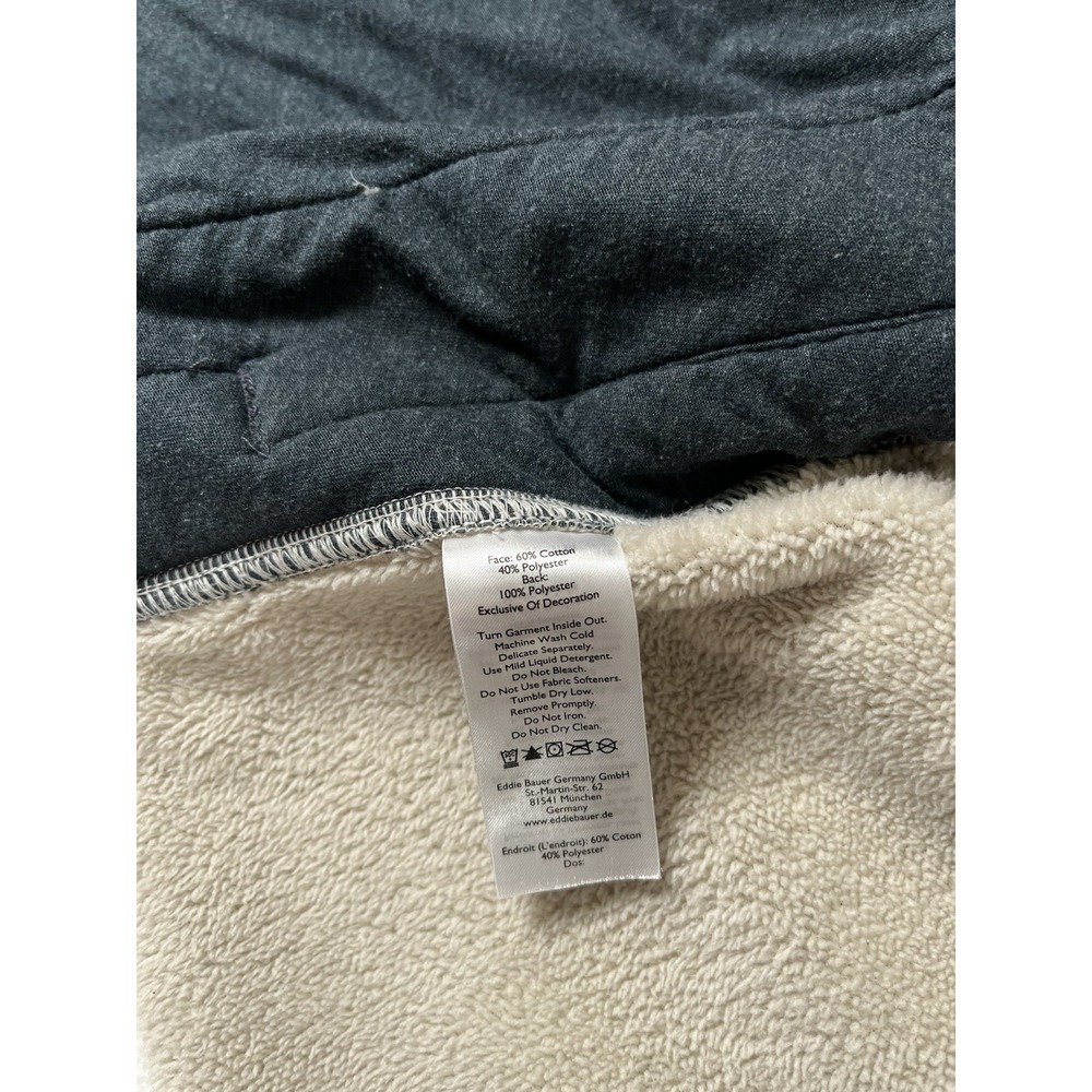 Eddie Bauer Gray Fleece Lined Metal Snap Button Up Shacket Men's Med Warm Cozy - Picture 7 of 10